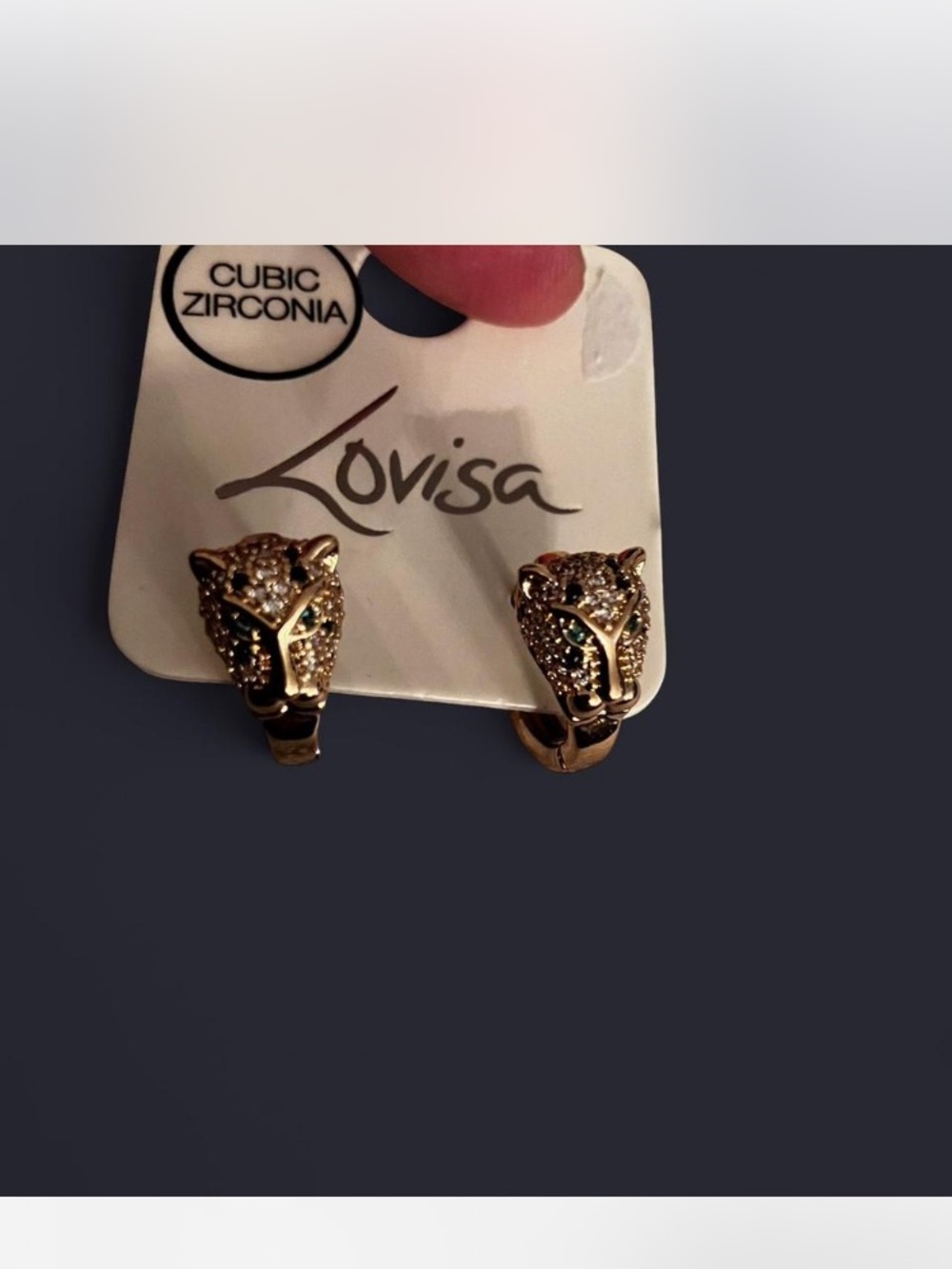 Lovisa Gold Leopard Head Clip-On Earrings with Green Eyes